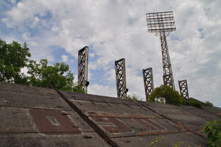 Abandoned booth of the Republican Stadium in Sukhumi, Abkhazia.の写真素材