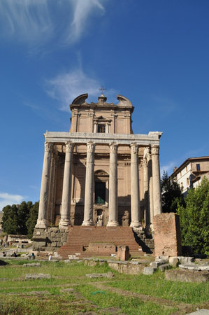 The church of San Lorenzo in Miranda on the Roman Forum, Rome.の写真素材