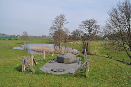 Bofors bunker at the former IJssel line, Olst, The Netherlandsの写真素材