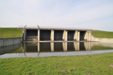 Inlet point at the former IJssel Line near Olst, The Netherlandsの写真素材