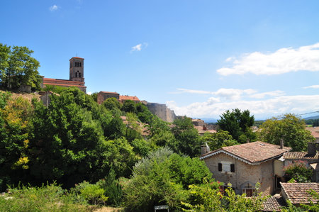 View on the city of La Voulte, France.の写真素材