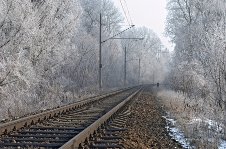 Winter railroadの写真素材