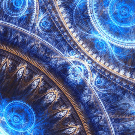 Cool blue circle abstract fractal backgroundの写真素材