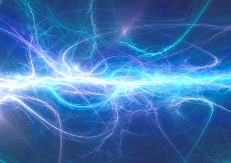 Blue electric lighting, abstract electrical backgroundの写真素材