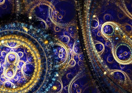 Blue  and gold abstract mechanical fractalの写真素材