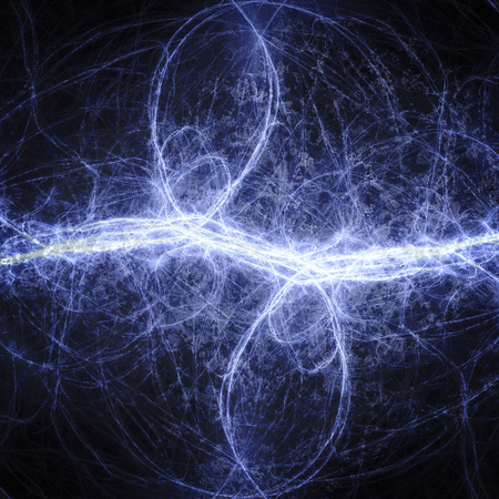 Blue lightning, electrical backgroundの写真素材