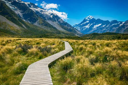 Mount cook from the Hooker Valley, Mt cook is New Zealand highest Mountainの写真素材