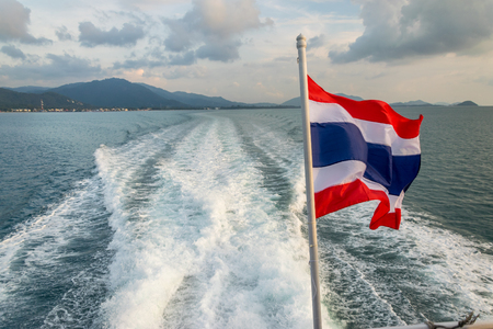 Flag of Thailand on the boatの写真素材