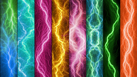 Set of eight abstract lightnings