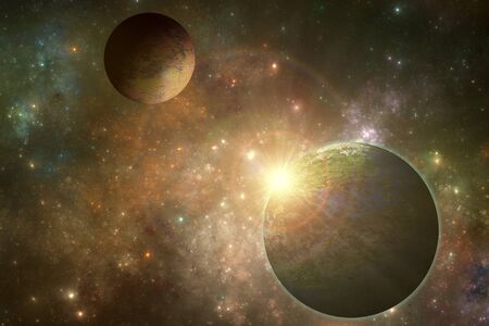 Alien planet, deep space exoplanet illustration