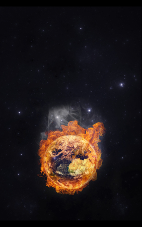 Burning Earth. Global warming concept. Elements of this image furnished by NASA.