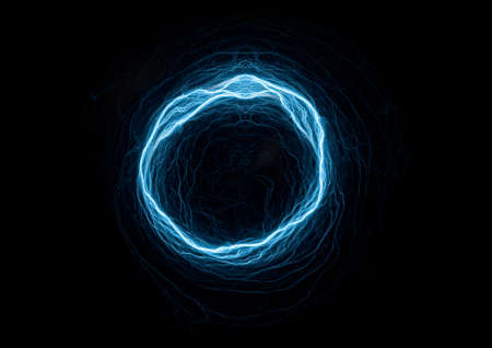 Blue ball lightning, electrical elementの写真素材