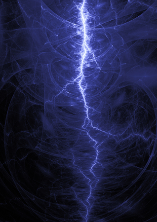 Abstract blue lightning, electric plasma backgroundの写真素材