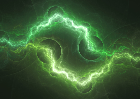 Green power, electrical plasma lightningの写真素材