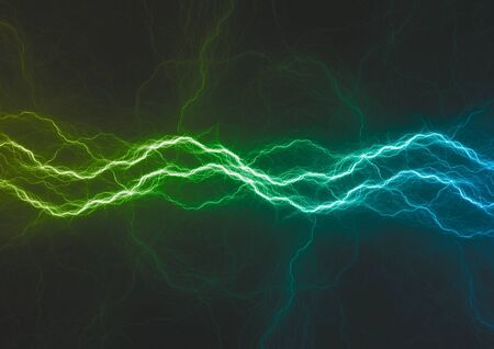 Green and blue abstract fractal lightning