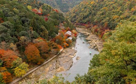 Beautiful autum colors in the Arashiyama area, Kyoto, Japan