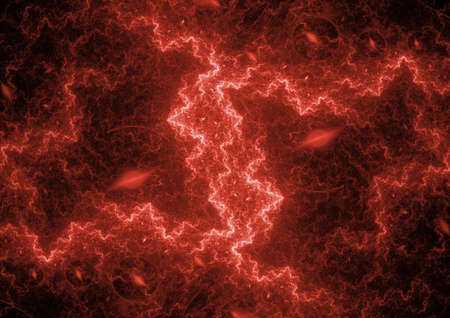 Red plasma, abstract electrical lightning