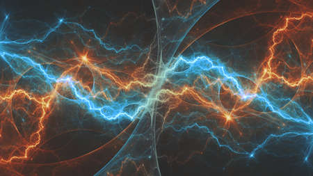 Fire and ice abstract lightning, plasma background