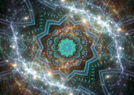 Magical mandala in space with starry galactical backgroundの写真素材