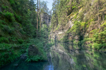 Kamenice River george in Hrensko, Czech Republicの写真素材