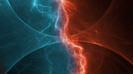 Fire and ice plasma lightning, abstract energy and electricity background