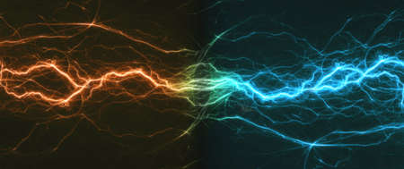 Fire and ice lightning background, power electrical abstract