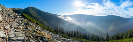 Panoramic view of the Krkonose mountains, Czech republic