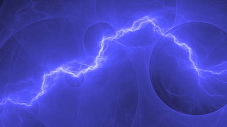 Blue fractal lightning background, electrical abstractの写真素材