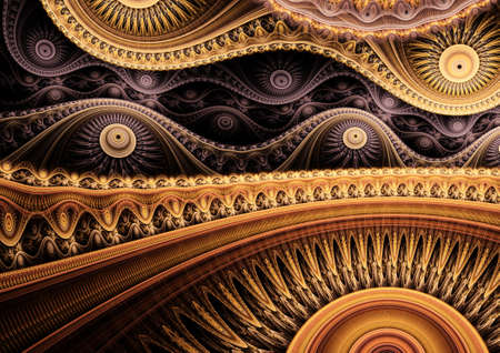 Brass and golden mechanical abstract backgroundの写真素材