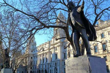 LONDON, UK - MARCH 16, 2014: David Lloyd George statue at Parliament Square