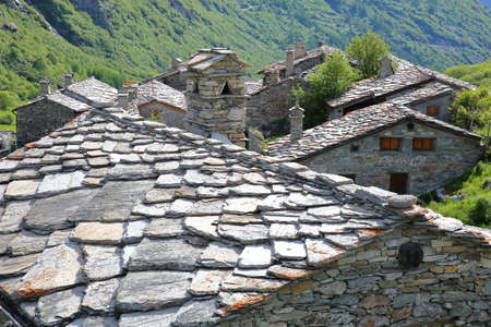 VANOISE, FRANCE - JUNE 20, 2016: The roofs of the hamlet L'Ecot, Bonneval-sur-Arc, Northern Alpsのeditorial素材
