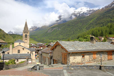LANSLEVILLARD, FRANCE - JUNE 18, 2016: View of the village in Vanoise National Park, Northern Alpsのeditorial素材