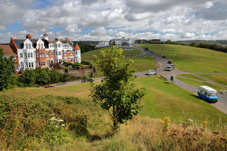 HASTINGS, UK - JULY 23, 2017: View of the West Hill with colorful Georgian houses on the left side along Priory roadのeditorial素材