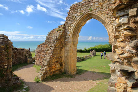 HASTINGS, UK - JULY 23, 2017: The ruins of Hastings Castle in East Sussexのeditorial素材