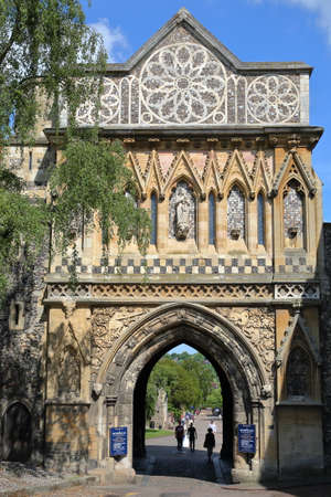 NORWICH, UK - JUNE 3, 2017: The Ethebert Gate leading to the Norwich Cathedralのeditorial素材