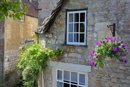 Bradford on Avon, UK - AUGUST 13, 2017: Exterior facade of a house in Tory neighborhoodのeditorial素材