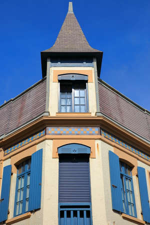 WIMEREUX, FRANCE - AUGUST 28, 2017: A traditional and colorful house, Cote d'Opale, Pas de Calais, Hauts de Franceのeditorial素材