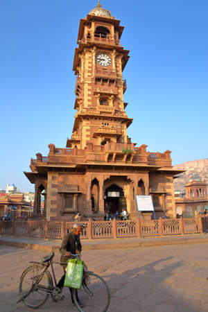 JODHPUR, RAJASTHAN, INDIA - DECEMBER 16, 2017: The Clock Tower at Sardar Market at sunriseのeditorial素材