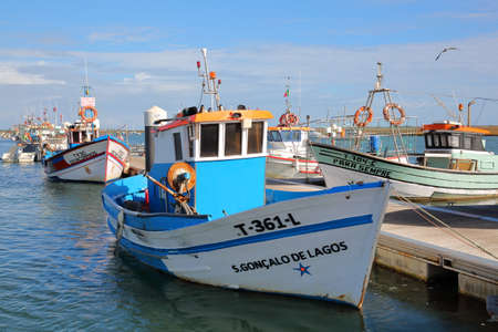 SANTA LUZIA, PORTUGAL - NOVEMBER 19, 2018: The fishing harbor of Santa Luzia, located near Tavira,...