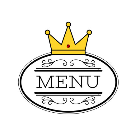 Restaurant menu design crown oval shape. Crown icon on white background. Vector illustration. Luxury label.のイラスト素材