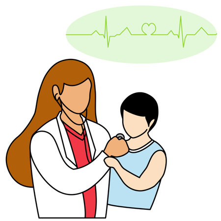 Woman doctor and child checkup health vector illustration graphic flat illustration style, character of people health care.のイラスト素材
