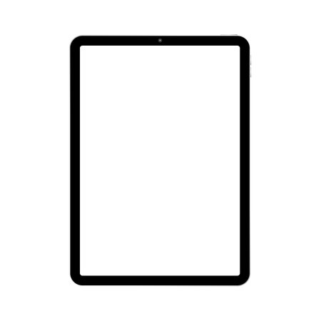 vector illustration of front view realistic tablet air5 mockup with blank white screen isolated on white background for banner or web design or advertising printing presentation.のイラスト素材