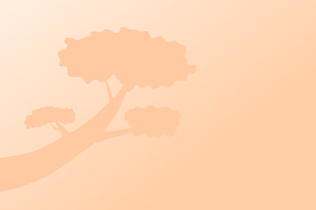 shadow of bonsai tree shape isolated on the wall. gradient background with copy space.vector illustration silhouette background. nature background. abstract nature backdrop no peopのイラスト素材