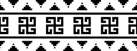 Geometric seamless pattern in ethnic pixel style black and white color. vector illustration pattern...