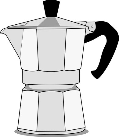 vector illustration of moka pot isolated on white background, icon symbol for design element, coffee shop, cafe, restaurant, print, cover, poster. graphic design object no people.のイラスト素材