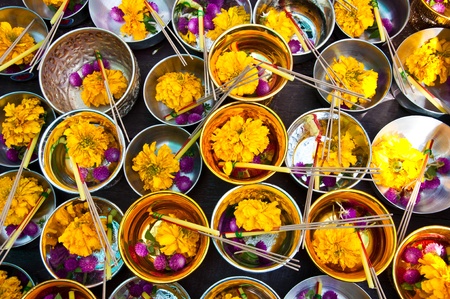 flower candle joss-sticks to prayの写真素材