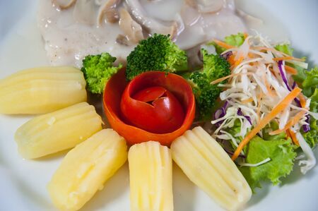 pasta and white sauceの写真素材