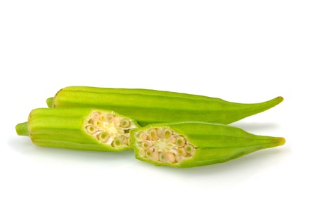 Okra on White Backgroundの写真素材