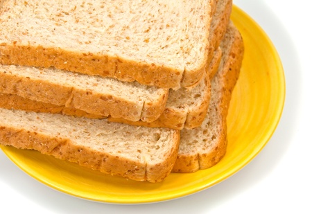 Bread slice isolated on white backgroundの写真素材