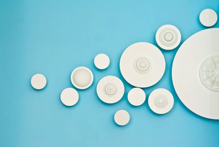 white circles on blue background